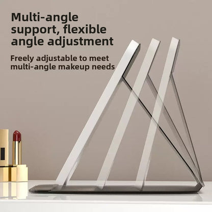 Makeup stand with adjustable angles on a neutral background